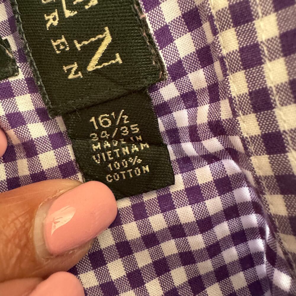 Lauren Ralph Lauren Shirt Men's Purple Plaid Button Down Collared Sz 16.5 34/35 - Picture 7 of 8